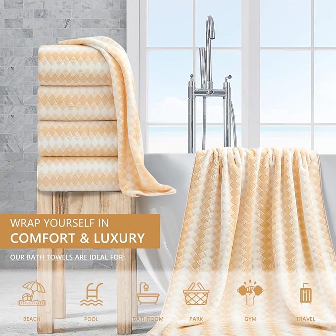 4 Piece Extra Large Bath Towel Set Oversized Bath Sheet 35"x70" Bathroom Towel - Image 2