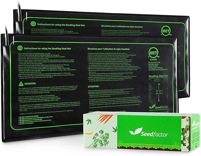 MET Certified 2 Pack Seedling Heat Mat, Seedfactor Waterproof Durable by Seedfactor