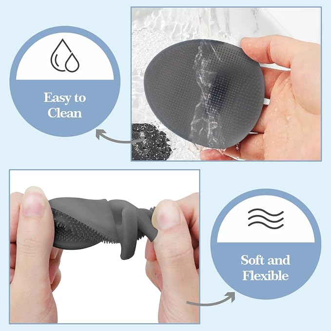Manmihealth Silicone Back Scrubber & Shower Face Brush Set, Gentle-Cleaning & - Image 5