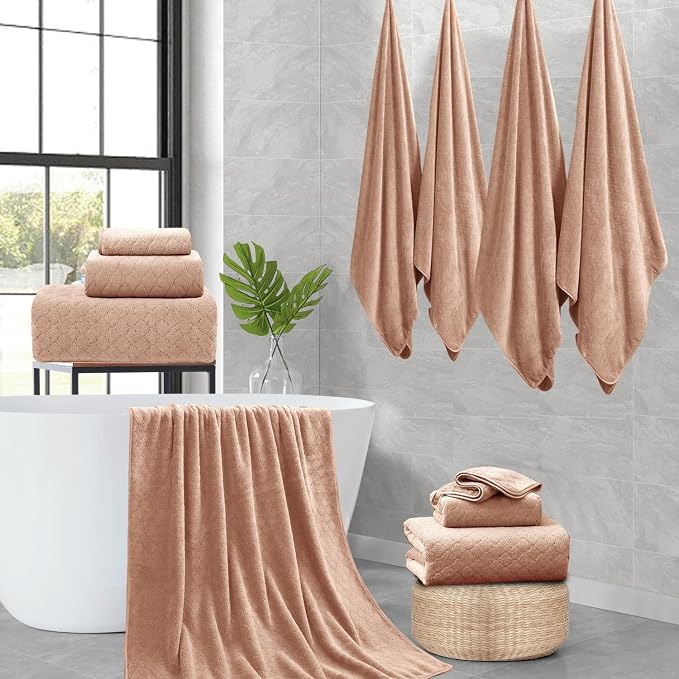 8-Piece Bath Towels Set, 2 Oversized Large Bath Towel Sheet, 2 Hand Towels and - Image 7