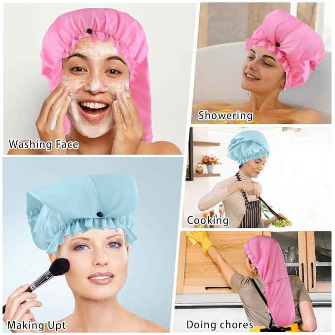 2 Pcs Large Shower Cap for Braids, Extra Long Shower Cap for Women Long Hair & - Image 5