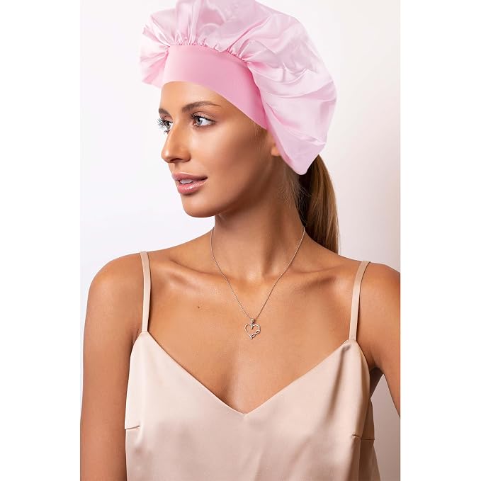 Pink Headband Hair Bonnet For Sleeping Shower Cap For Women Reusable Waterproof - Image 8