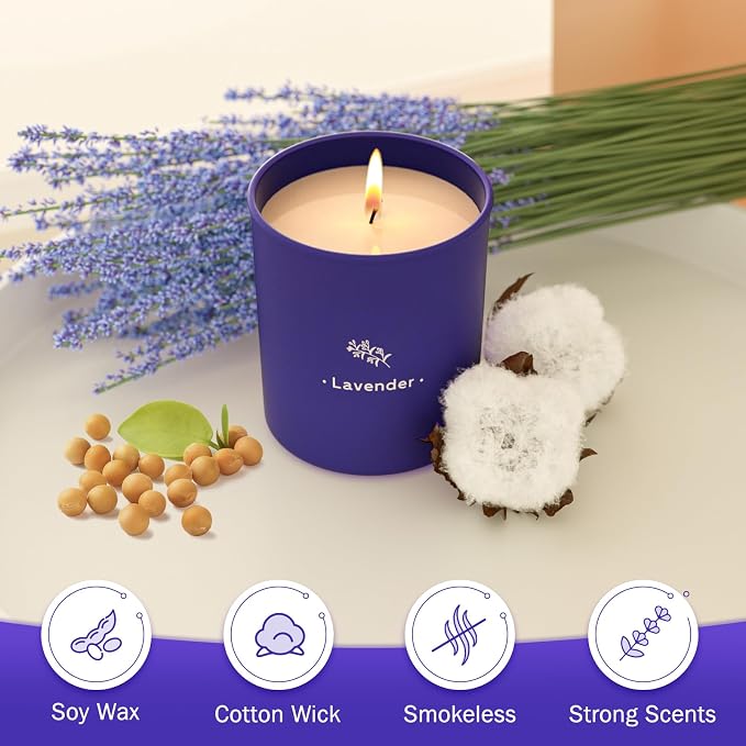 TranquilBliss Lavender Candles for Home Scented, 8 oz Scented Candles Present - Image 3