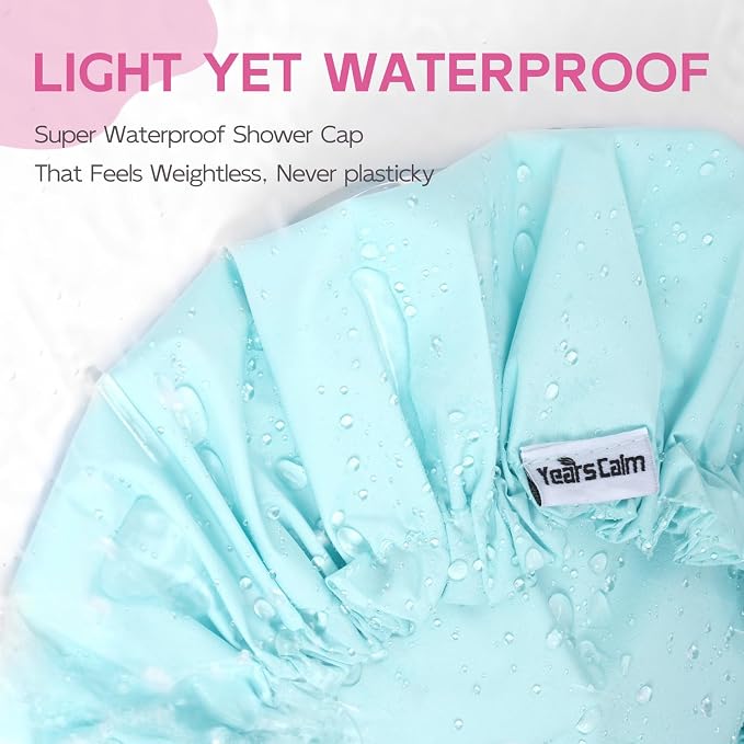 Years Calm Shower Cap for Women Waterproof Reusable – 27g Ultra Lightweight - Image 3