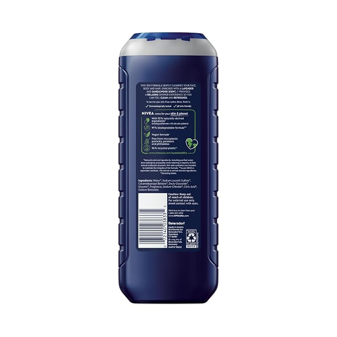 NIVEA MEN Relax Body Wash, Lavender and Sandalwood Scent, 3-in-1 Men's Body Wash - Image 11