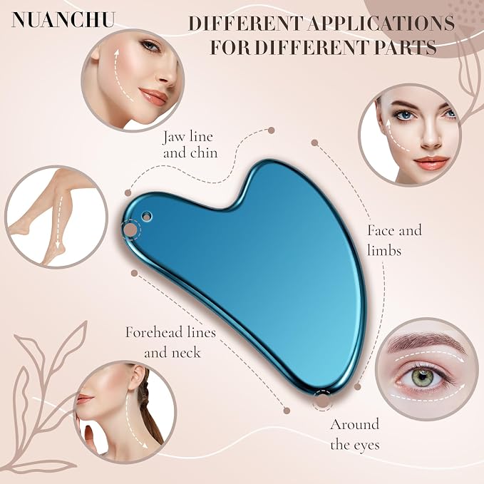 Nuanchu Stainless Steel Gua Sha Facial Tool, Metal Gua Sha - Image 4