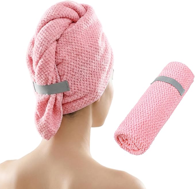 Pink Hair Towel, Large Quick Dry Microfiber Hair Towel Wrap Super Soft by Unknown