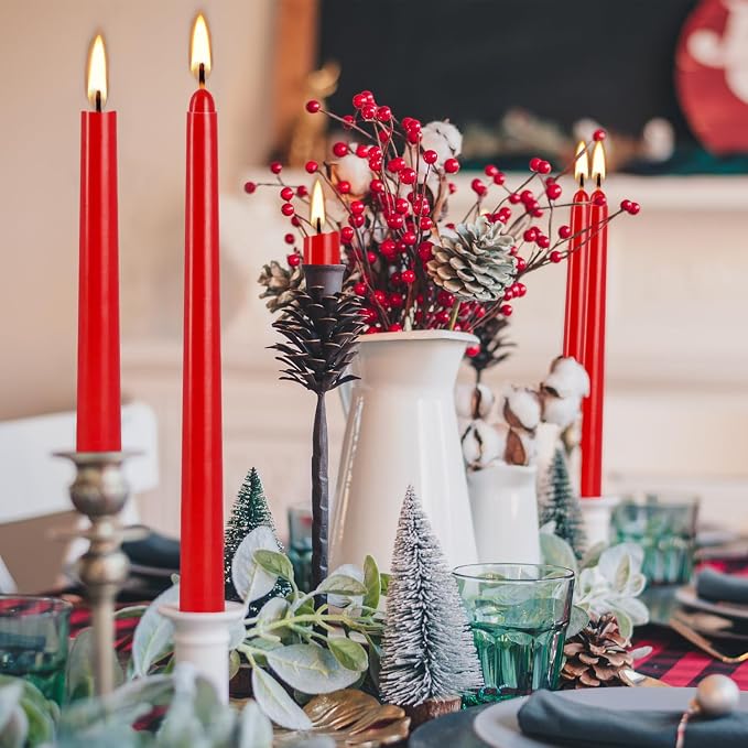 WPONSZU 14 Pack Tall Red Taper Candles 10 Inch Unscented Dripless Candlesticks - Image 2