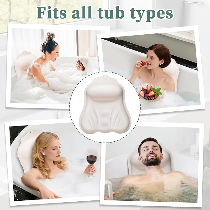 Luxury Silicone Bath Pillow for Tub, New Cloud-Soft 4D Air-Cushion Bathtub - Image 6