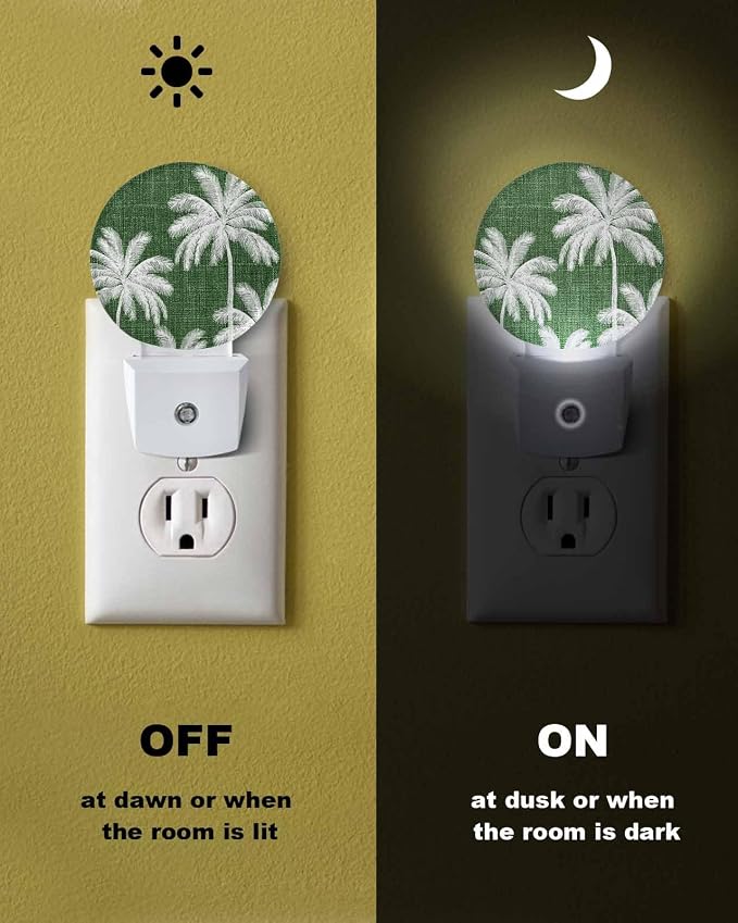 Night Lights Auto Sensor Tropical Palm Trees Night Light Forest Green Linen - Image 6