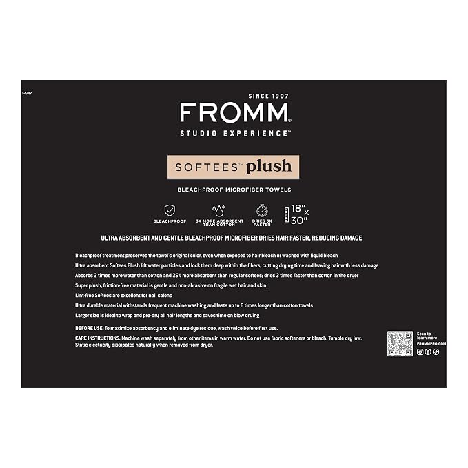 Fromm Softees Plush Bleachproof Microfiber Hair Towel - Image 8