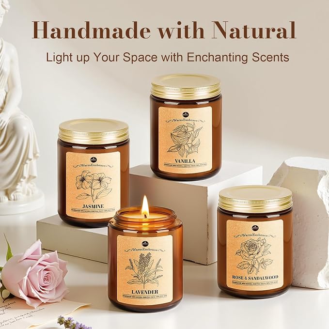 WarmEmbrace Lavender Candles, 7.6 oz Natural Organic Soy Wax in Glass Jar - Image 5