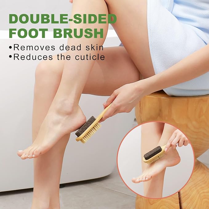 Dry Brushing Body Brush, Natural Boar Bristle Dry Brush, Bamboo Exfoliating Body - Image 6