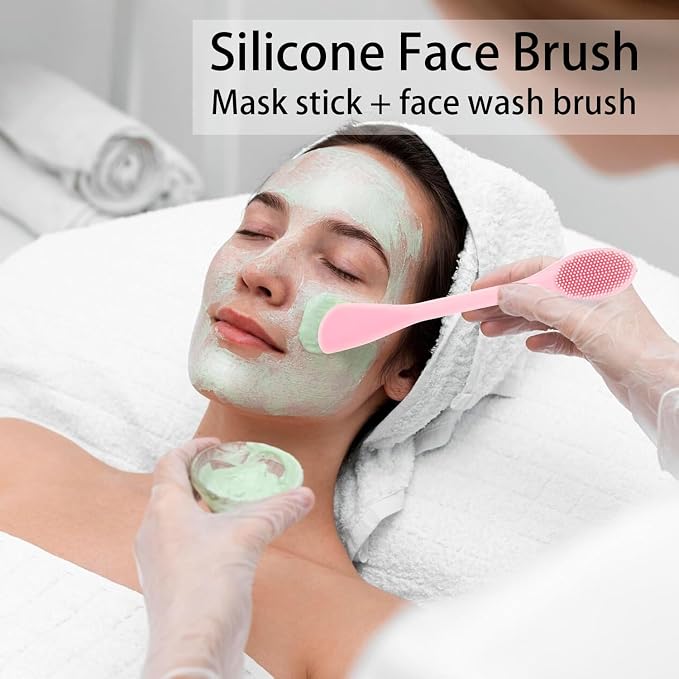 2 PCS Facial Cleansing Brush, 2 in 1 Silicone Face Mask Brush - Image 4