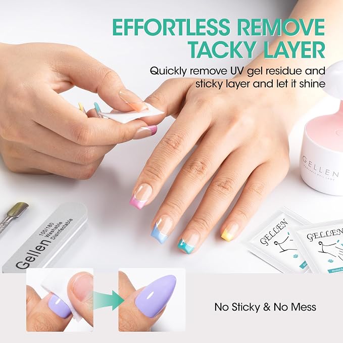 GELLEN Nail Cleanser Pads, 200 Pack Alcohol Prep Pads Nail Cleanser Wipes - Image 4
