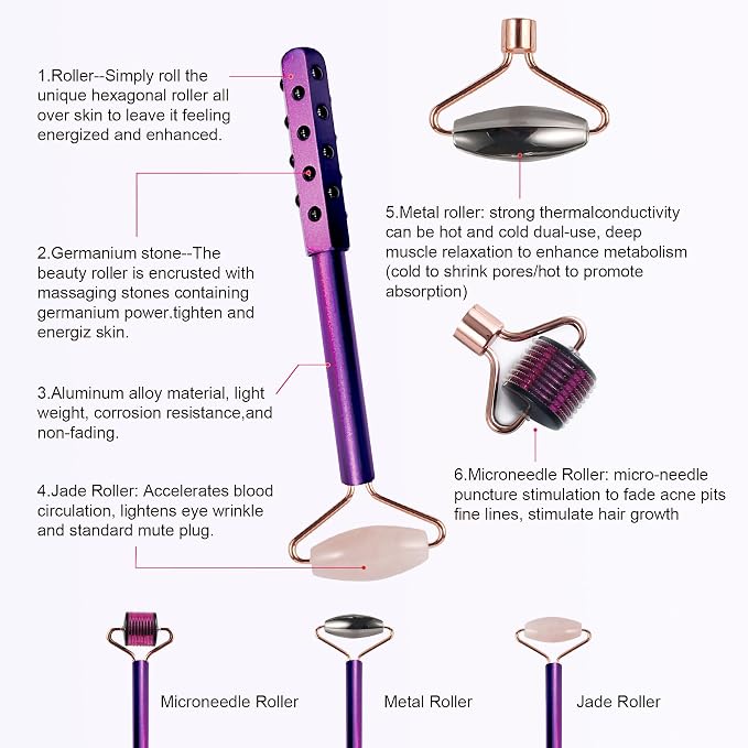 4-in-1 Germanium Stone Face Massager Beauty Roller - Image 7