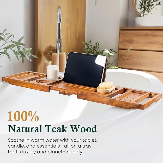 Teak Bathtub Tray, Bath Caddy - Image 2