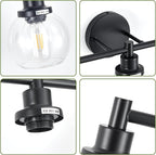 5-Light Bathroom Light Fixture Black Vanity Lights Over Mirror Modern Wall - Image 5