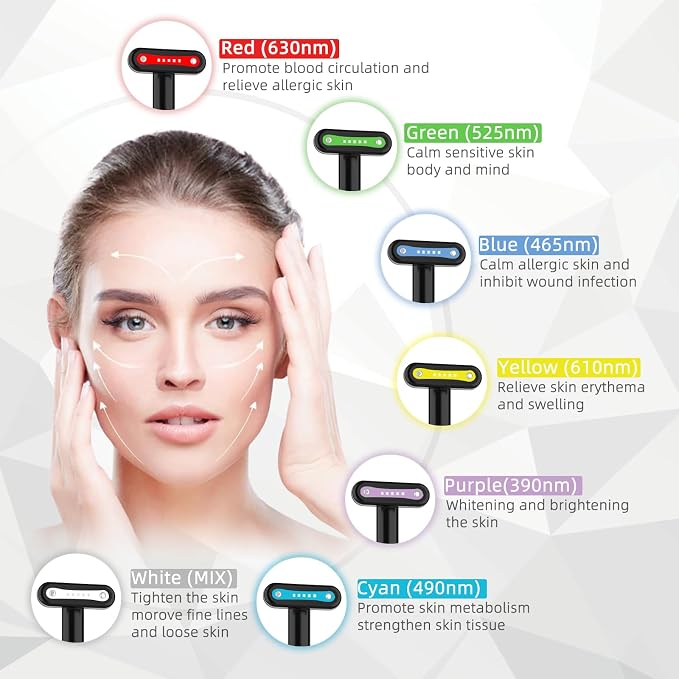 Fxtiaa Led-Light-Therapy, 7 Color Face Skincare Wand - Image 6