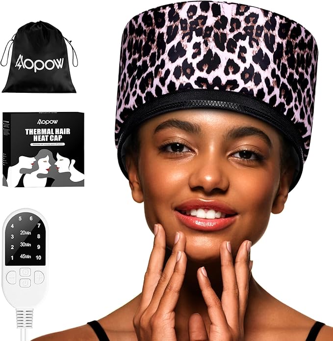 Heat Cap Leopard Thermal Steam Cap by AOPOW