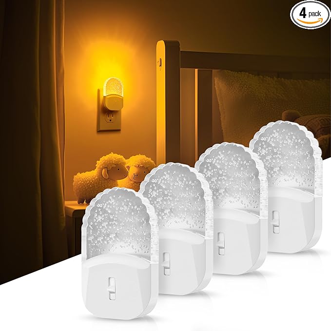 DORESshop Led Night Lights Plug into Wall, 4 Packs Amber Dimmable Dusk to Dawn by DORESshop
