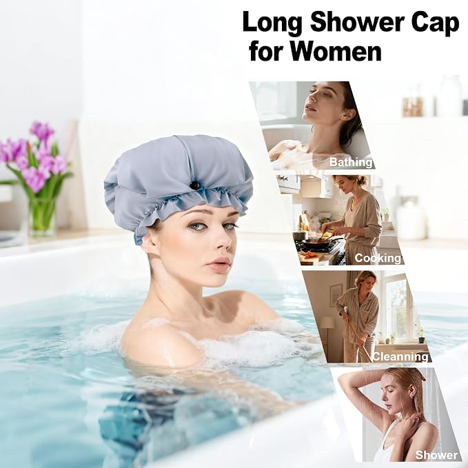 ELEBOX Extra Large Shower Cap for Braids/Curly Hair/Dreadlock | Reusable - Image 2