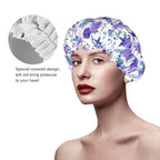 Violet Purple Rose Shower Cap For Women Adjustable Double Waterproof Layers - Image 4