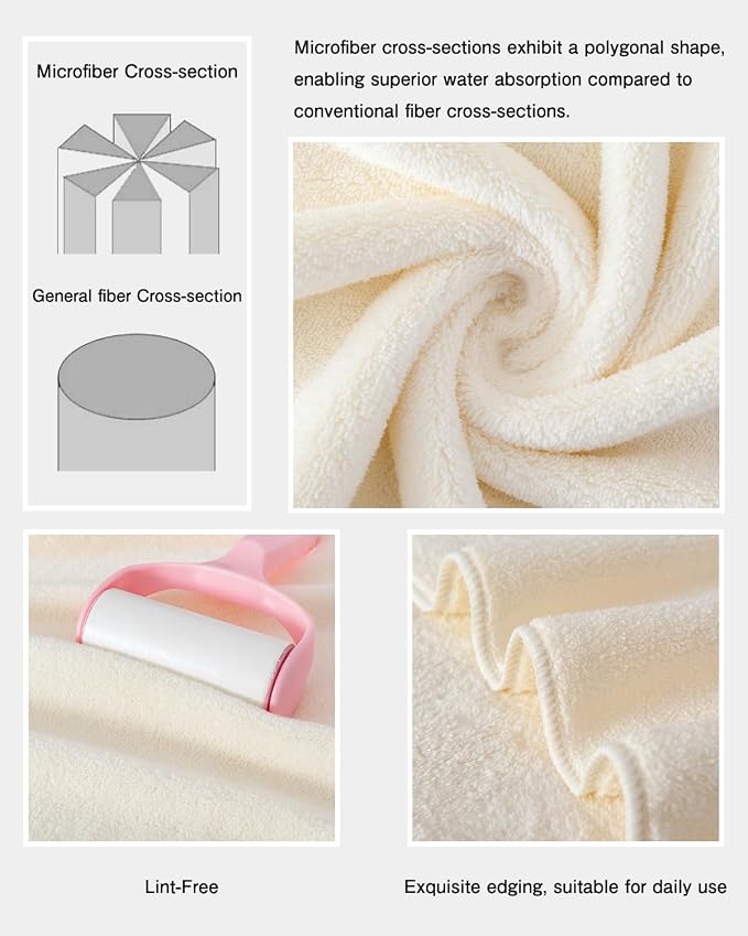 sakano 4-Piece Bath Towel Set, Quick-Dry Absorbent Lint Free & Launder Soft - Image 4