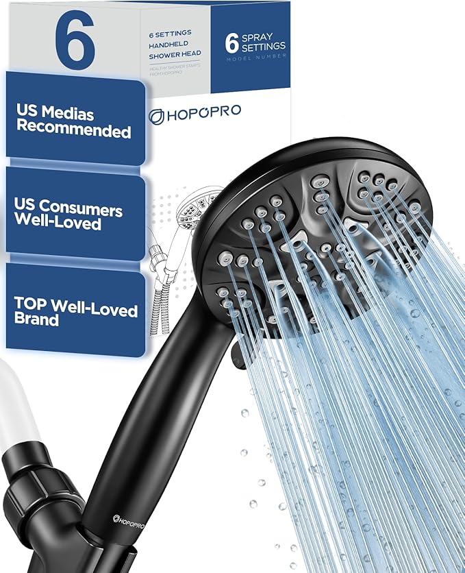6-Mode High Pressure Handheld Shower Head Set, Consumer Reports Recommended by HOPOPRO