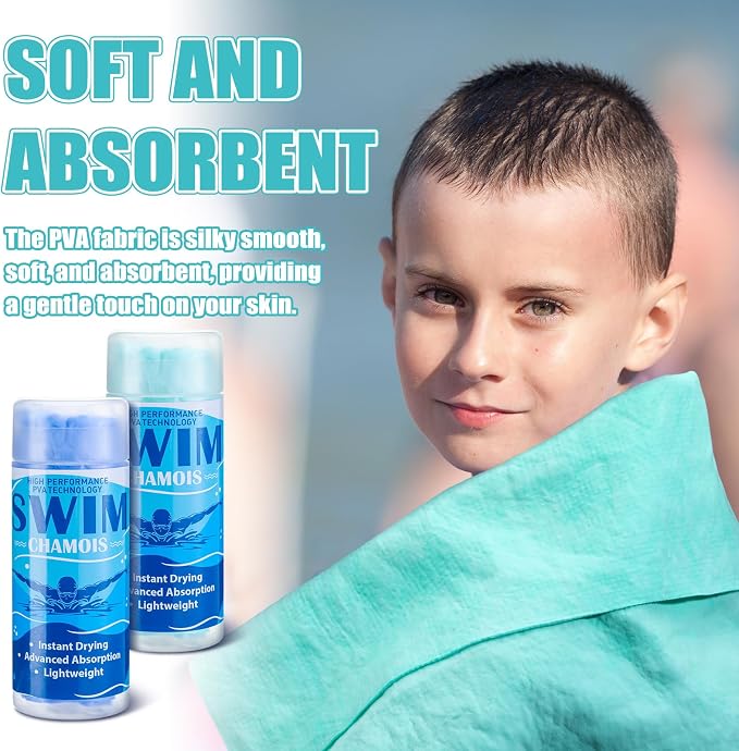 SmoothNovelty 2 Pack Swim Chamois Towel Water Absorbent Quick Dry Towel Shammy - Image 6