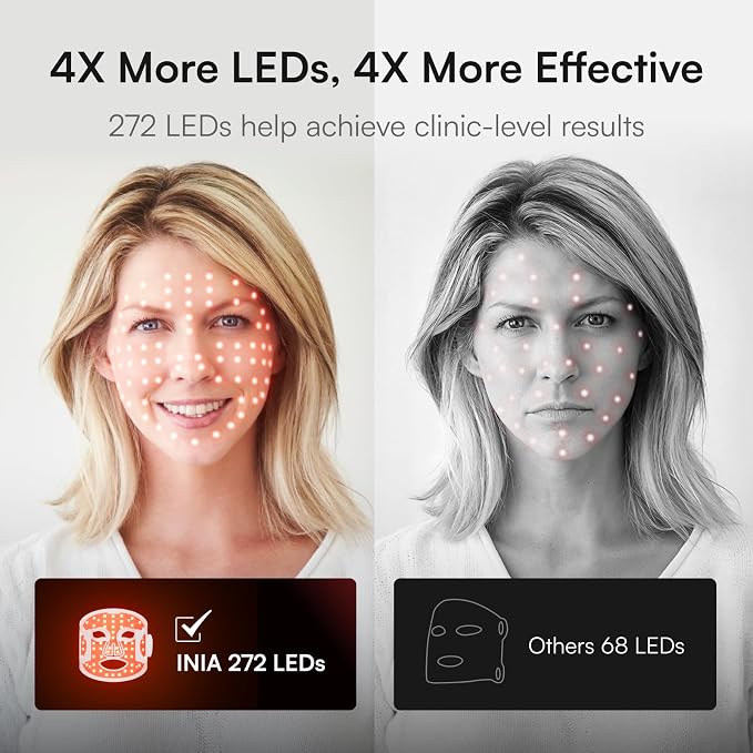 INIA Red Light Therapy Mask for Face, Glow Wireless LED Face Mask Light Therapy - Image 4