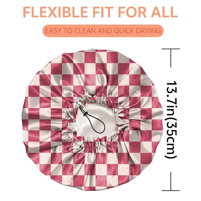 Shower Cap Reusable Double Layer Adjustable Elastic Waterproof EVA Hair Bath - Image 2
