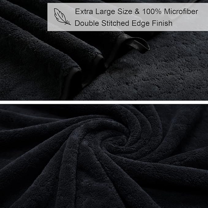 Ycosy Black Bath Towels Set 35x70 Inches - Image 7