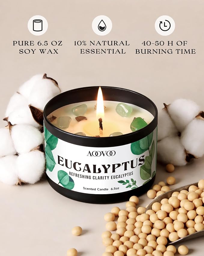 AOOVOO 2 Pack Eucalyptus Mint Candles – Aromatherapy Candle - Image 2