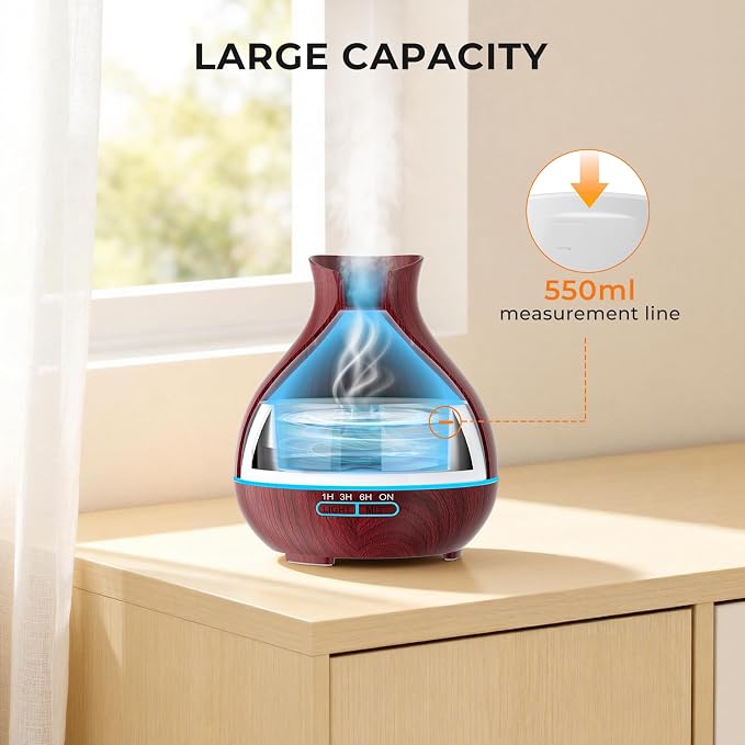 BZseed Aromatherapy Essential Oil Diffuser 550ml 12 Hours Wood Grain Aroma - Image 6
