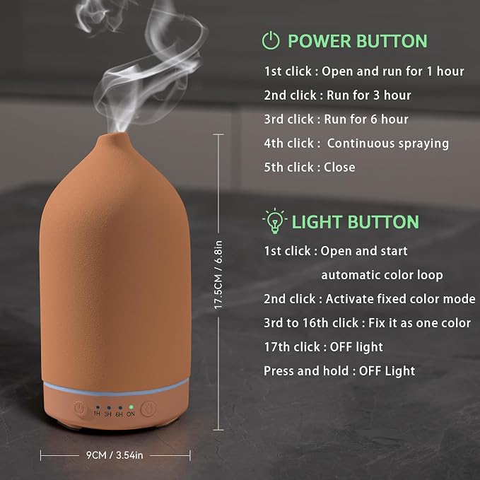 Gooamp 200ML Ceramic Essential Oil Diffuser - Image 4