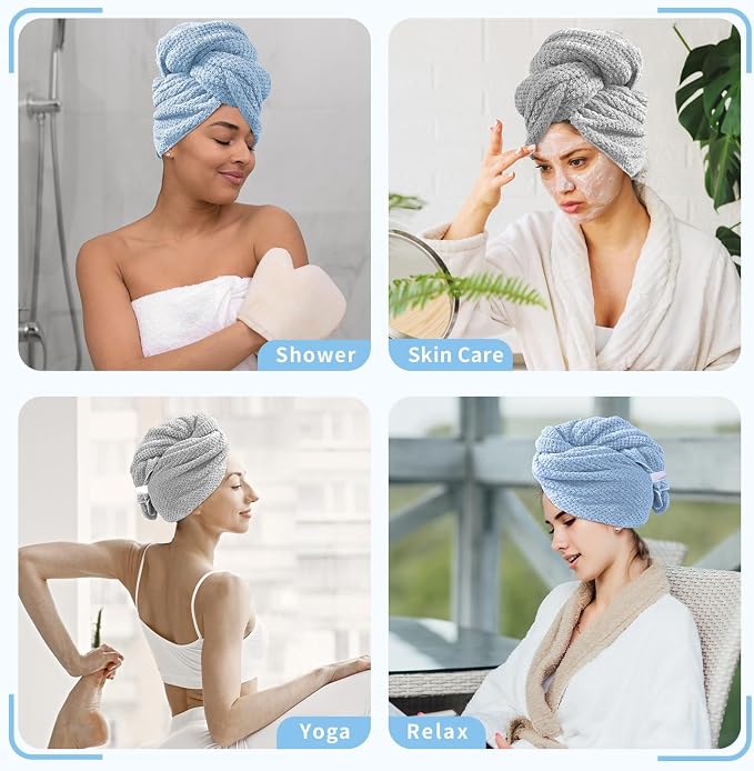 my novel things 2 Pack Extra Large Microfiber Hair Towel Wrap - Image 7