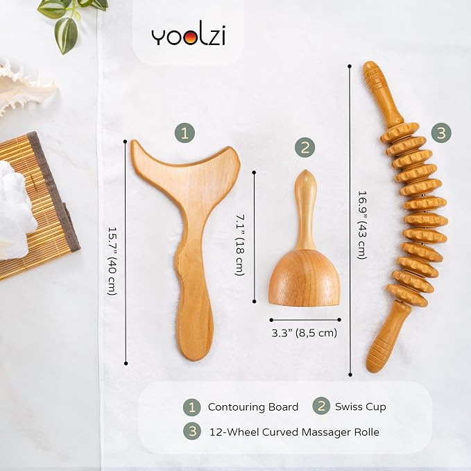 3 PCS Wood Therapy Massage Tools - Image 2