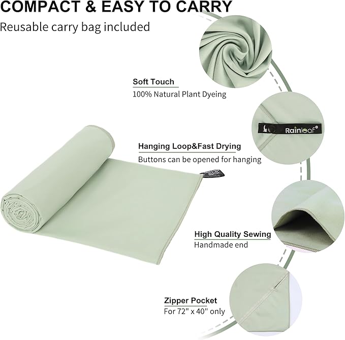 Rainleaf Microfiber Towel Perfect Travel & Gym & Camping Towel. Quick Dry - Image 3