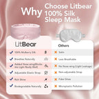 LitBear Silk Sleep Mask for Women, Adjustable 100% Mulberry Silk Sleeping Eye - Image 7