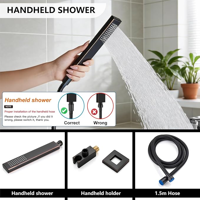 Midanya Shower System with Tub Spout, Bathtub Shower Faucet Set with Square - Image 7
