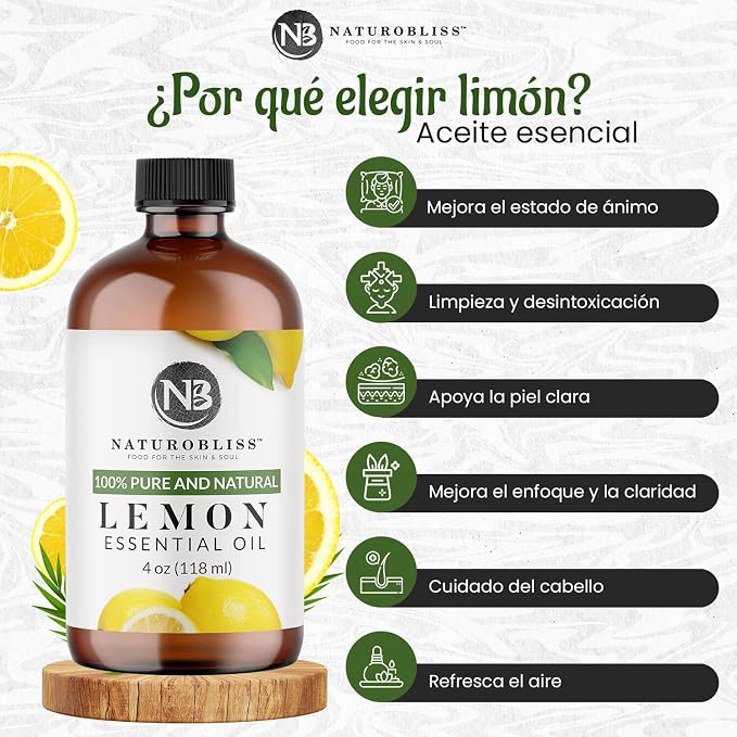 NaturoBliss 100% Pure Lemon Essential Oil Therapeutic Grade Premium Quality - Image 3