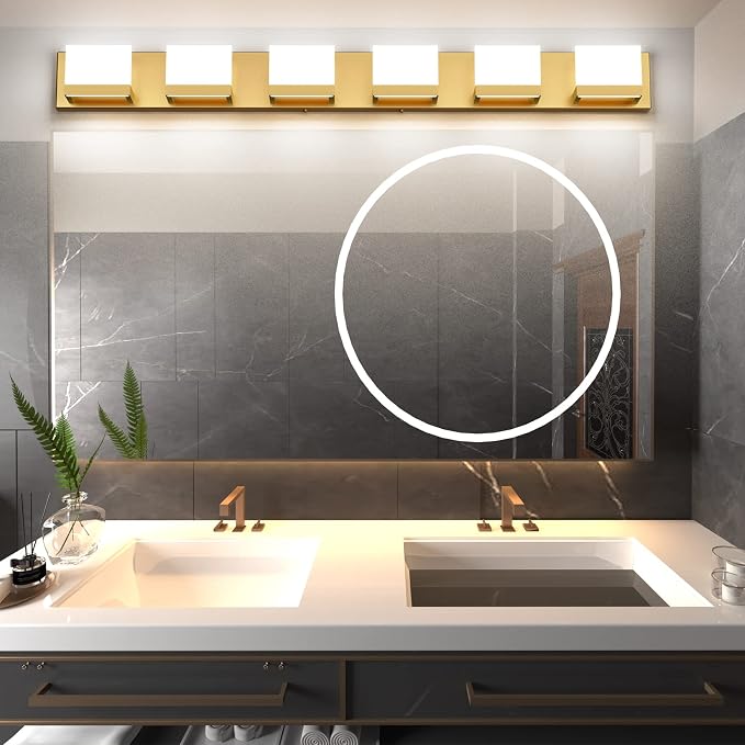 Tipace Gold Vanity Lights for Bathroom Modern LED 6 Lights Bathroom Vanity - Image 6