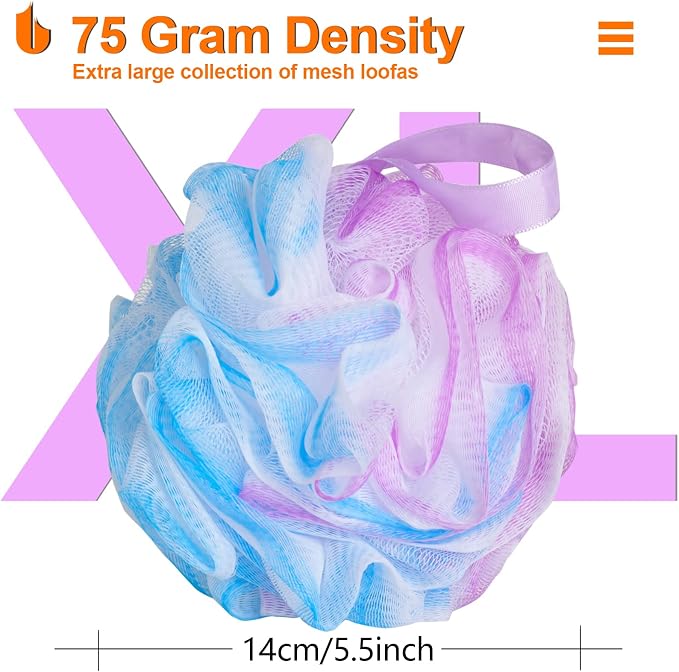 Urbanstrive Shower Bath Sponge XL 75g Soft Shower Loofahs Balls - Image 2