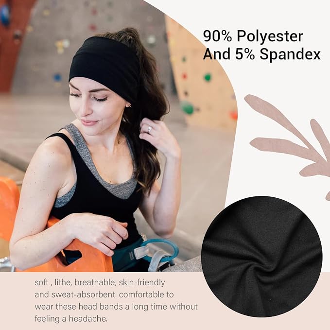 2 Pack Black Wide Headbands for Women - Image 3