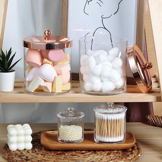 SheeChung 2-Pack Plastic Apothecary Jars - 25oz & 15oz Clear Acrylic Qtip - Image 6