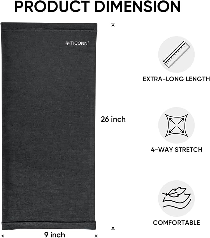 TICONN Neck Gaiter Face Cover Scarf, Neck Warmer Breathable Sun & Wind-proof - Image 3