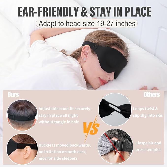 YIVIEW Sleep Mask for Side Sleeper, Complete Light Blocking 3D Pink Sleeping - Image 6