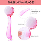 3 Pieces Facial Cleansing Brush Acrylic Handle Face Scrubbers Soft Bristle - Image 7