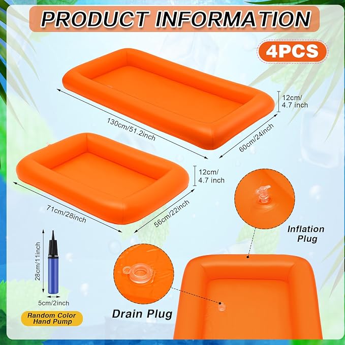Leitee 4 Pcs Inflatable Ice Serving Bars Buffet Serving Tray Drink Cooler - Image 2